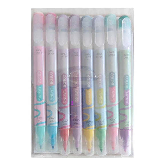 YDYB 8-Pack Dual Tip Color Changing Highlighters, Assorted Color Markers for Student Academic Note Taking, Aesthetic Journaling and Adult Coloring Pens, Set A