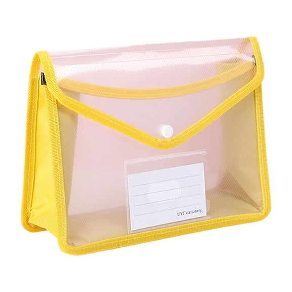 YDYB Clear File Folder, A5 Document Holder with Snap Button and See Through, Tear Resistant for Office Supplies and Home Organization, Yellow
