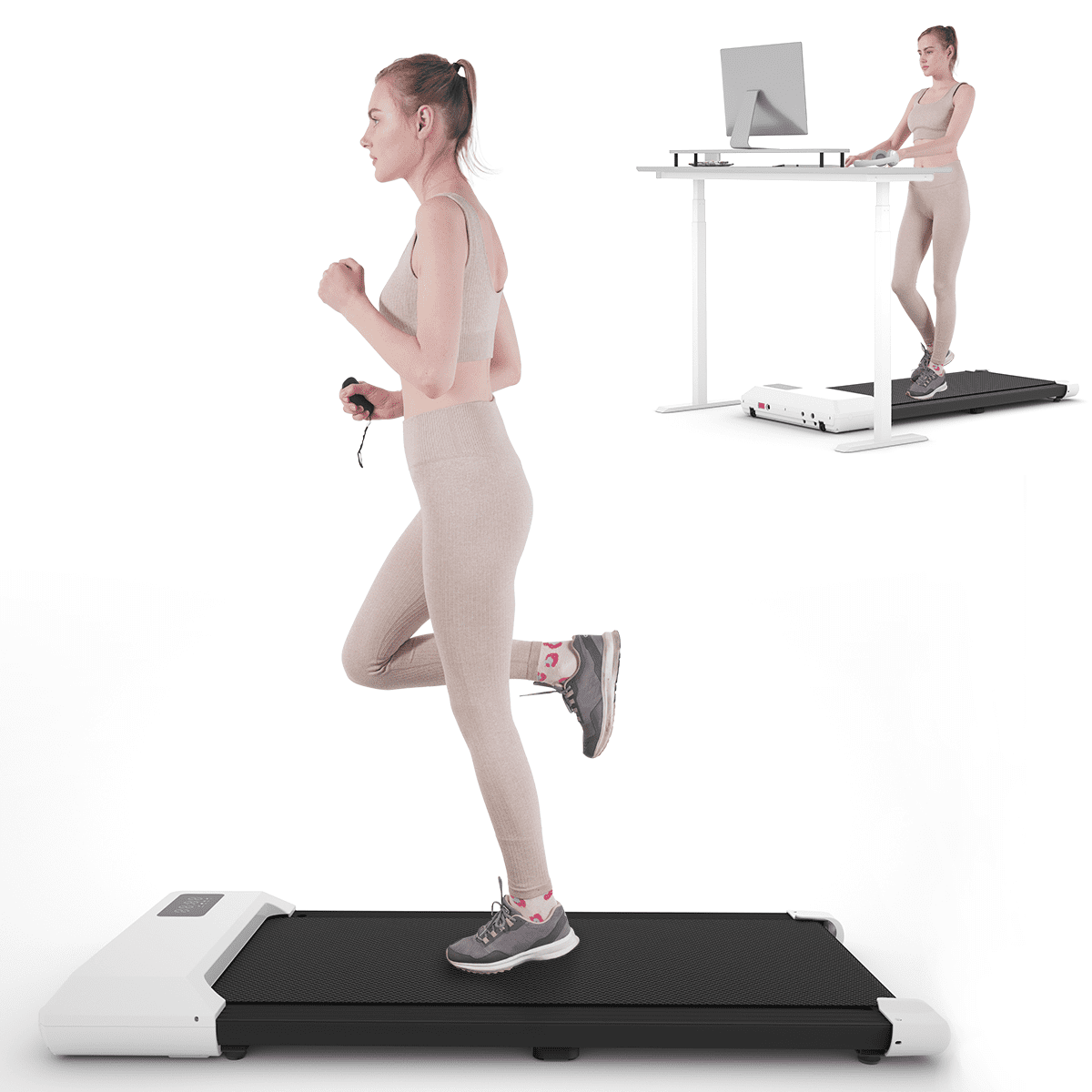 YDZJY 2.5Hp 2-in-1 Under Desk Treadmill with Remote Control and LED Display