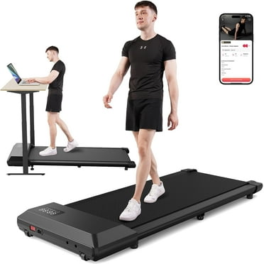 YDZJY 250lb Walking Pad, 0.6-2.5 mph Speed Range 1.2HP Quite Under Desk Treadmill, 2 in 1 Treadmill for Home/Office Exercise with Remote Control, Portable Treadmill with LED Display(Black)