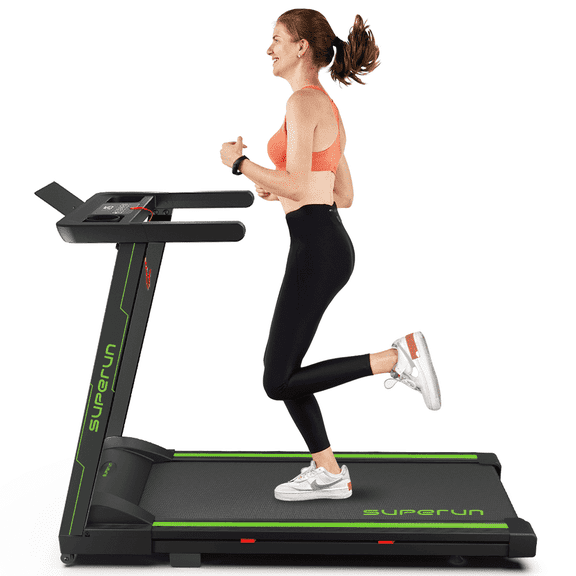 YDZJY Folding Treadmill 300lbs Capacity Under Desk Electric Treadmills with 3HP,Installation-free Walking Jogging for Home/Office(Black&Green)