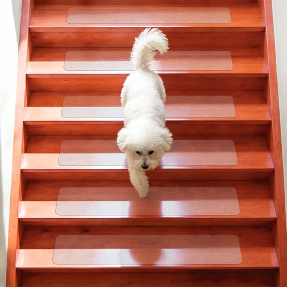 YDmeet 4"x24" Heavy Duty Waterproof Stair Treads, 12-pack Transparent Non-Slip Grip Tape, Peel and Stick for Indoor Wooden Steps