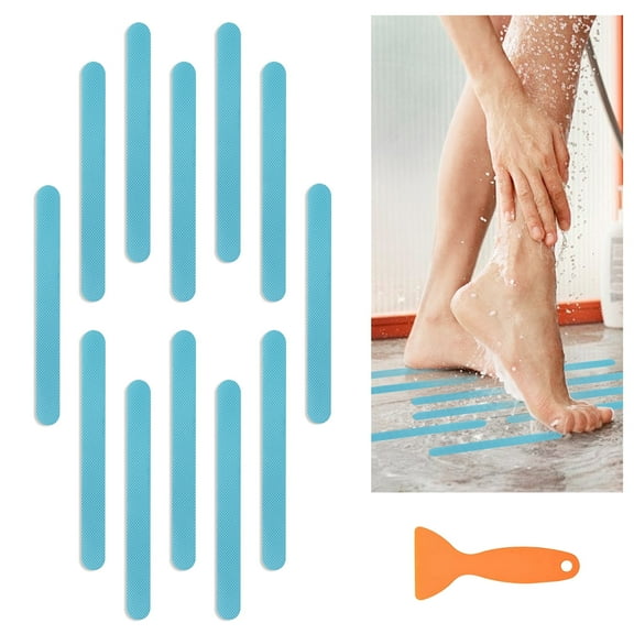 YDmeet Blue Non Slip Tub Stickers 48 Pcs, 7.87x0.787 Inch Anti Mold Bathroom Decals, Strong Adhesive Shower Floor Safety Pads