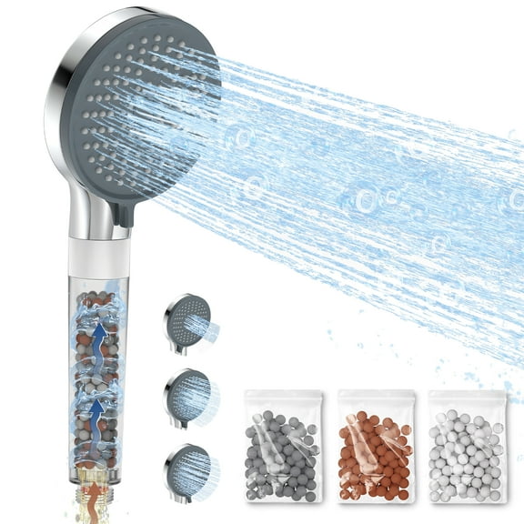 YDmeet Filtered Shower Head with Handheld, 3-Spray High Pressure Shower Filter for Hard Water, Includes 3 Replacement Balls