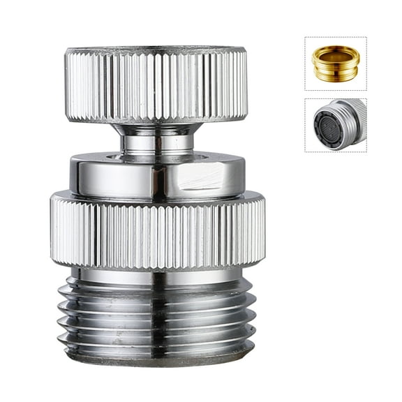 YDmeet Swivel Faucet Adapter Kit, Brass 3/4-Inch Garden Hose Adapter with Aerator, Kitchen Sink Faucet Adapter for Female & Male to Male, Chrome Finish