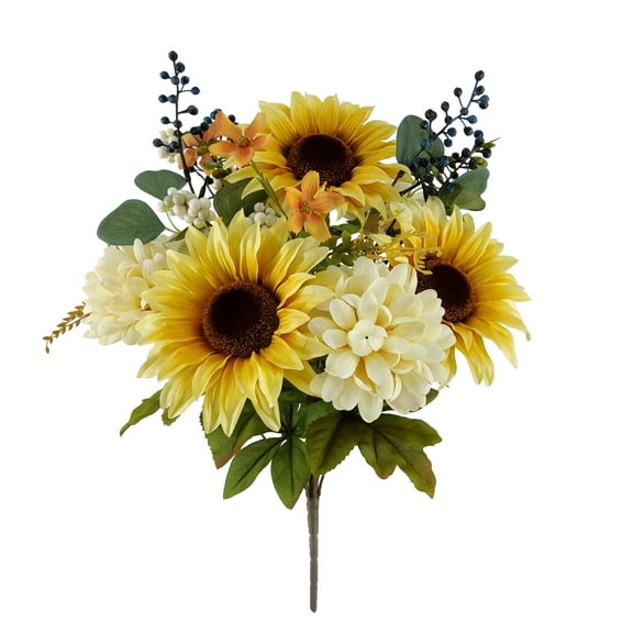 Mainstays Indoor 19 inch Artificial Polyester Sunflower Bouquet, Yellow Color