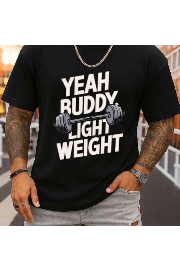 YEAH BUDDY Light Weight Workout Tee | Men'S Crew Neck Thirts, Black Casual Top, Fun and Playful, Cool & Funny, Perfect for Alleason, Regular Fit, Short Sleeve, Slight Stretch Fabric, GREENINK Brand
