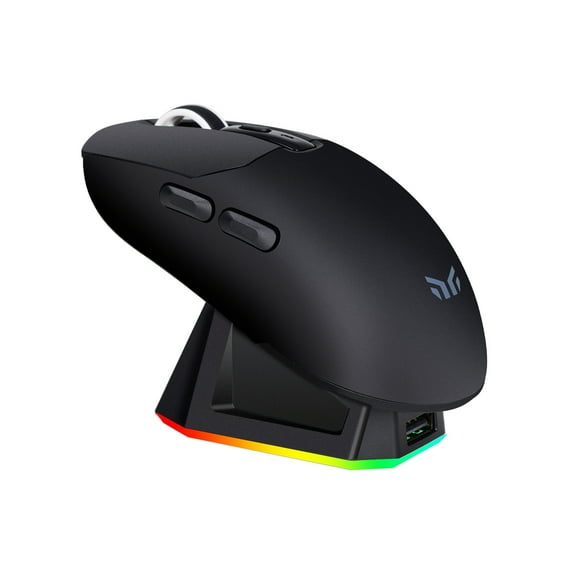 YEAH MAGIC Tyrfing V1 Wireless Gaming Mouse with RGB Charging Dock, 12K DPI, 59g Ultra-Lightweight, Tri-Mode Connectivity, 300mah Battery, Ergonomic, 1K Report Rate, With Magnetic Dock,Black