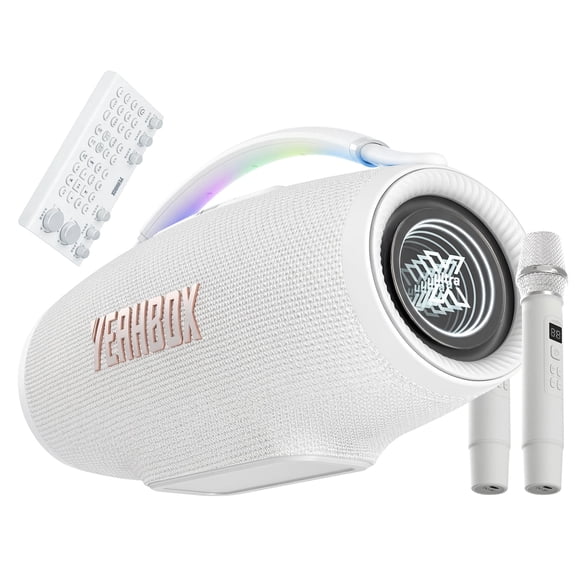 YEAHBOX Sonic Boom Ultra K 320W Portable Bluetooth Party Karaoke Speaker with Dual Wireless Microphones, Mixer, 5-Driver 3-Way System, 6x9 Racetrack Woofer, HDMI ARC, RGB Lights, TWS