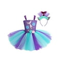 thumbnail image 1 of YEAHDOR Baby Girls Mermaid Cosplay Costume Halloween Carnival Party Fancy Outfit Toddlers Mesh Tutu Dress with Hair Hoop Purple&Light Blue 2-3Y, 1 of 7