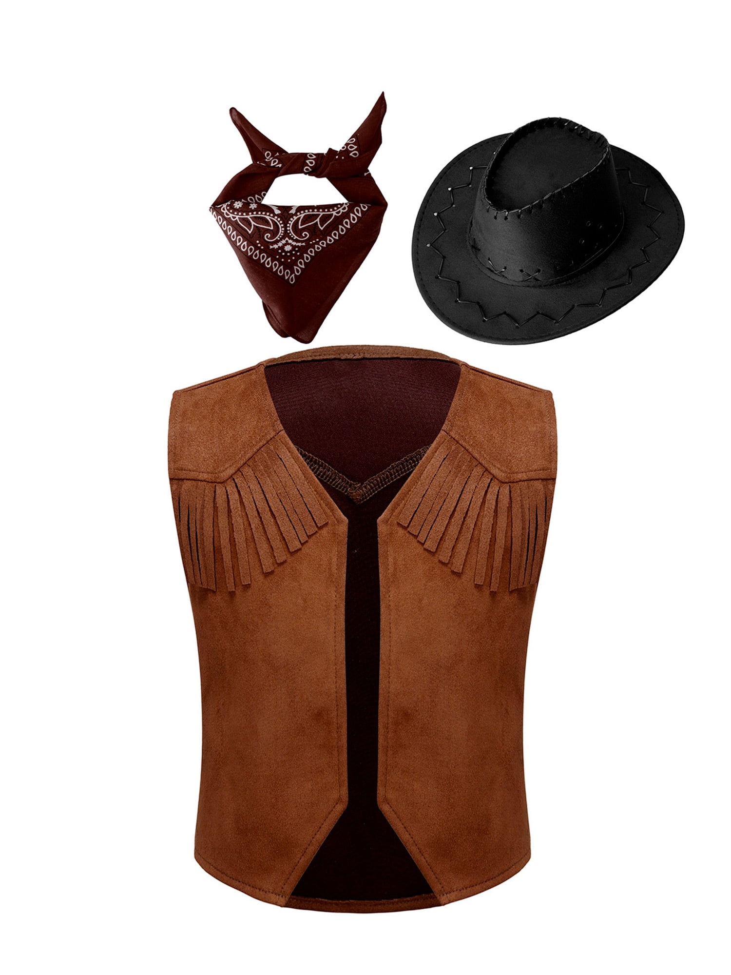 YEAHDOR Boys Girls Western Cowboy Cowgirl Costume Outfit Set Halloween