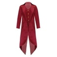 thumbnail image 1 of YEAHDOR Boys Renaissance Steampunk Long Sleeved Tailcoat Medieval Victorian Gothic Notch Lapel Jacket Red 14, 1 of 7