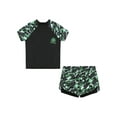 thumbnail image 1 of YEAHDOR Boys Tropical Rashguard And Trunks Set Camouflage Print Swimsuit Quick dry Pool Bathing Suit 1Black 3-4, 1 of 7