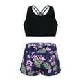 thumbnail image 1 of YEAHDOR Girls 2Pcs Animal Prints Sports Suit Crop Top with Wide Elastic Waistband Shorts, 1 of 7