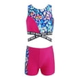 thumbnail image 1 of YEAHDOR Girls 2Pcs Leopard Prints Activewear Set Crop Top Vest with Shorts Sports Athletic Outfit,Sizes 6-14, 1 of 7
