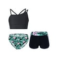 thumbnail image 1 of YEAHDOR Girls Bikinis 3 Pieces Swimsuit Asymmetrical Crop Top with Briefs Shorts Set for Bathing Pool Swimming Lily 8, 1 of 7