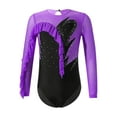 thumbnail image 1 of YEAHDOR Girls Figure Skating Bodysuit Shiny Rhinestone Long Sleeve Gymnastics Dance Leotard Purple 8, 1 of 6