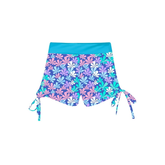 YEAHDOR Girls Floral Print Swim Shorts Side Drawstring Quickly-dry Shorts Pool Swimming Tankini Bottoms Blue 12