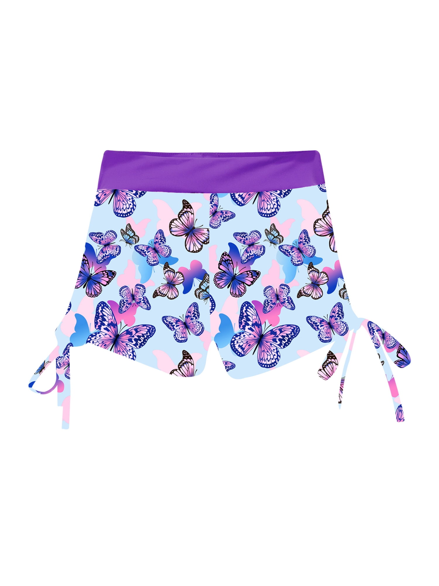 YEAHDOR Girls Floral Print Swim Shorts Side Drawstring Quicklydry