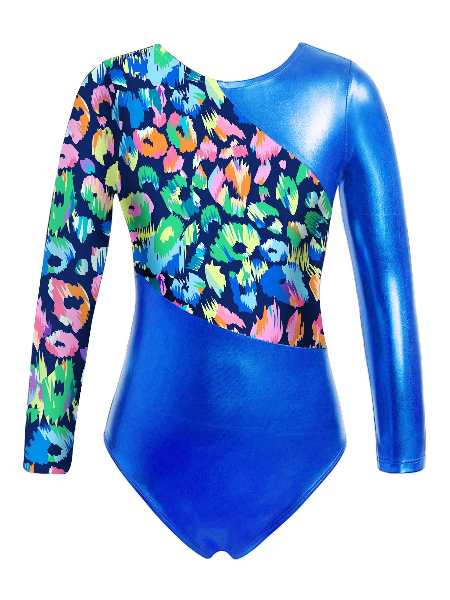 Girls Long Sleeve Sparkle Gymnastics Leotard - Ballet Dance Bodysuit With U-Back