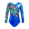 thumbnail image 1 of YEAHDOR Girls Gymnastics Leotard Long Sleeve Dancewear Colorful Prints Athletic Ballet Dance Leotard Royal Blue 8, 1 of 5