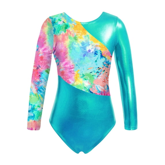 YEAHDOR Girls Gymnastics Leotard Long Sleeve Dancewear Colorful Prints Athletic Ballet Dance Leotard