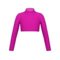 thumbnail image 1 of YEAHDOR Girls Long Sleeve Solid Color Tops Dance Performance Crop Top Dancewear Rose 12, 1 of 6