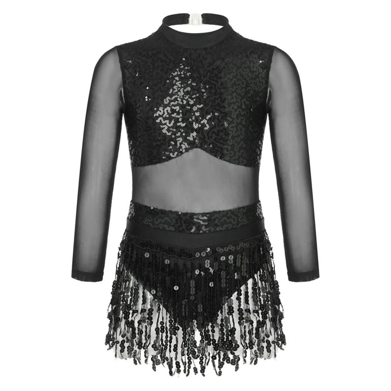 Black sequin dance store top