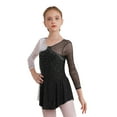 thumbnail image 1 of YEAHDOR Girls Rhinestones Mesh Figure Ice Skating Dress Long Sleeve Skirted Leotard Performance Costume Black 10, 1 of 7
