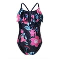 thumbnail image 1 of YEAHDOR Girls Ruffled Neck One Piece Swimsuit Floral Print Bodysuit Swimwear for Water Park Pool Swimming, 1 of 8