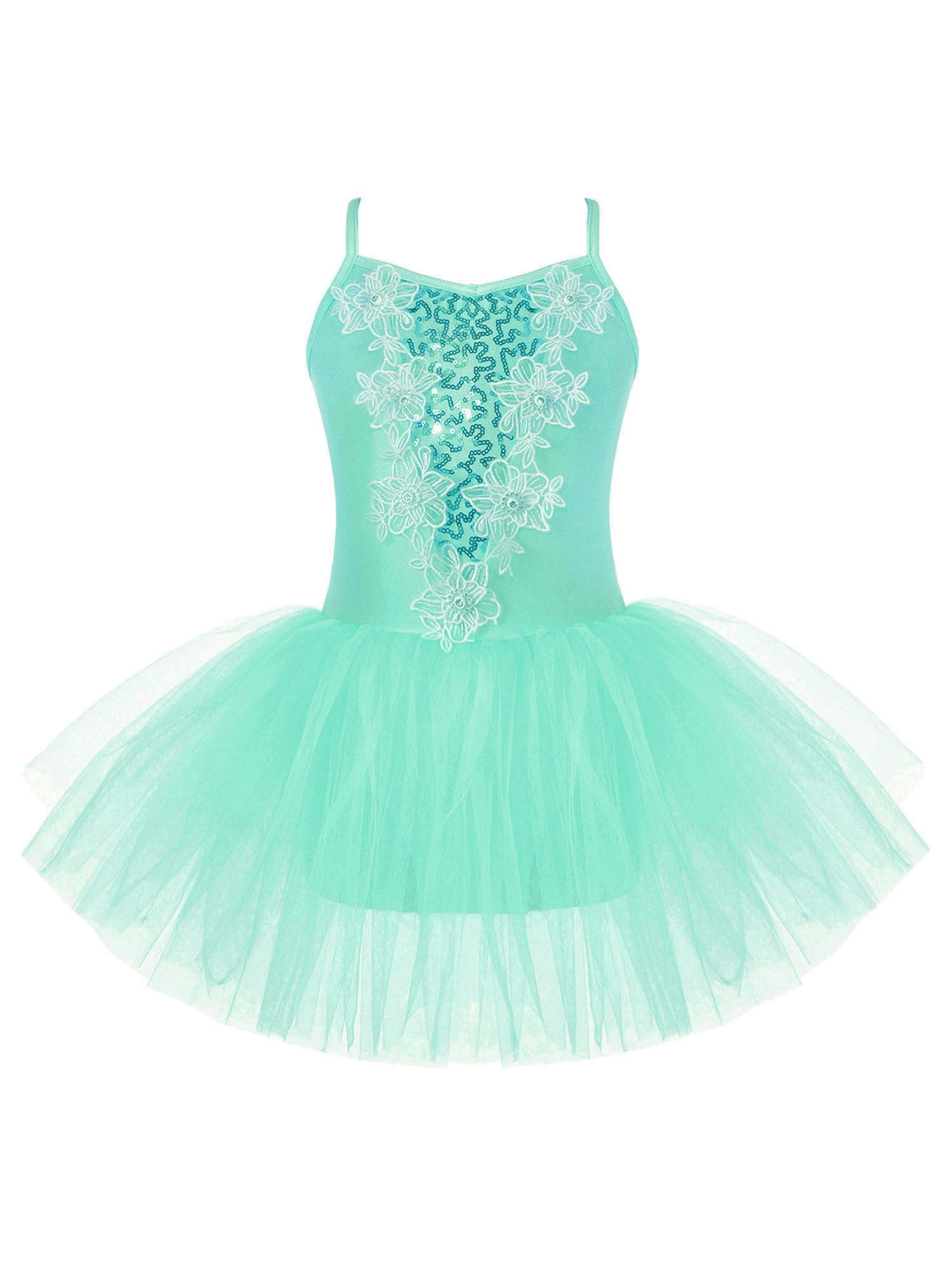 YEAHDOR Girls Sequin Leotard Sparkly Strap Ballet Leotard Tutu Dress