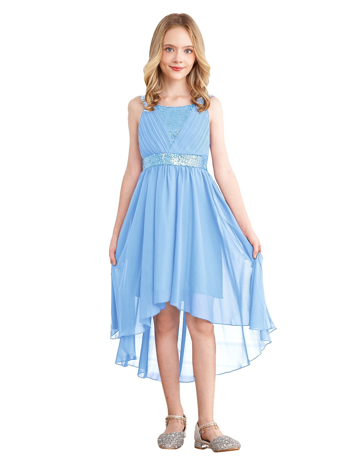 light blue dress for juniors Charming Beaded Ball Dresses Sky Blue V-neck Junior Prom Dress, MP439