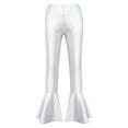 thumbnail image 1 of YEAHDOR Girls Shiny Metallic Jazz Dance Performance Costume Off Shoulder Crop Top with Bell Bottom Pants Dancewear Colorful Silver-A 16, 1 of 7
