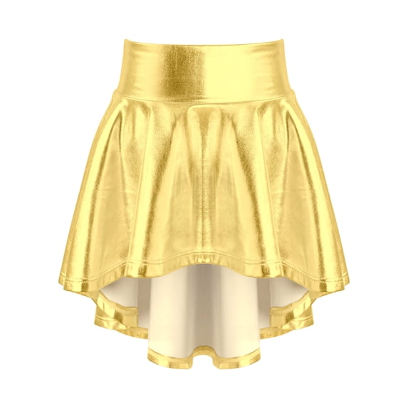 YEAHDOR Girls Shiny Sparkling Dance Skirt Costume Bronzing Ruffled Scooter Skirt,Sizes 6-14