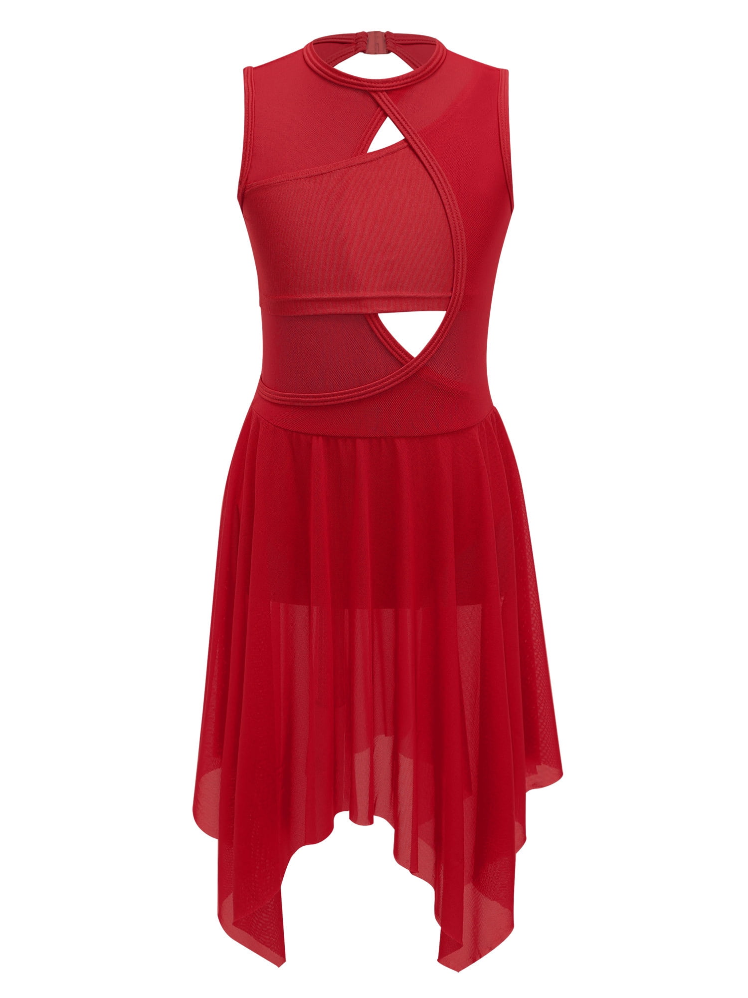 Kids' Dancewear Dress Rhinestone Lace Embroidery Sleeveless Girls' Performance Mesh Polyester