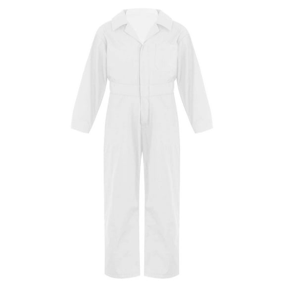 YEAHDOR Kids Boys Halloween Cosplay Costume Mechanic Boiler Suit Long Sleeve Coverall Jumpsuit White 16