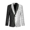 thumbnail image 1 of YEAHDOR Kids Boys Shiny Sequins Circus Magician Costume Wedding Proms Party Outerwear Lapel Long Sleeve Blazer Jacket Black&Silver 10, 1 of 5