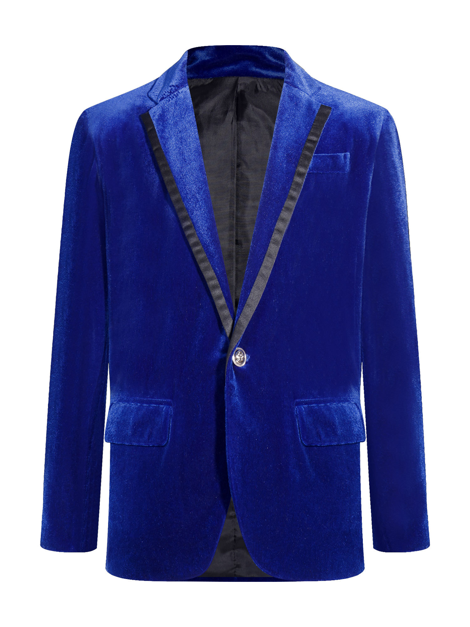 YEAHDOR Kids Boys Slim Gentlemen Blazer Velvet Vintage Lapel Pageant Birthday Party Dinner Jacket Royal Blue 16