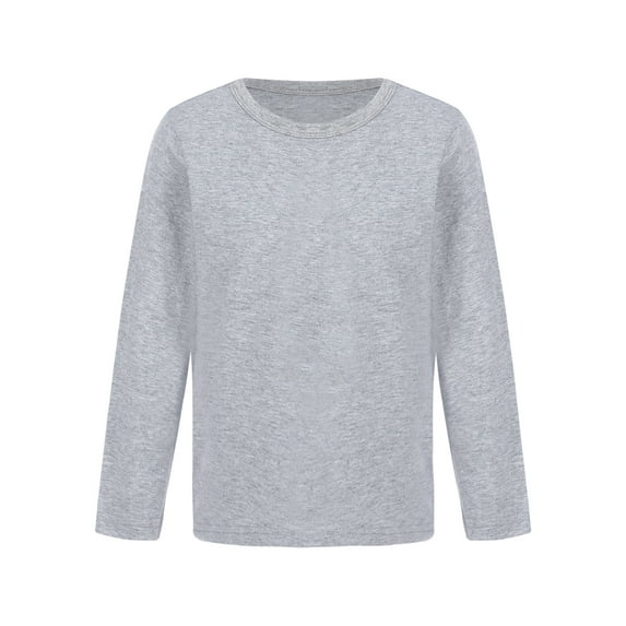 YEAHDOR Kids Boys Solid Color Thermal Shirt Long Sleeve Athletic T-shirt Base Layer Warm Undershirt Gray 18-24 Months