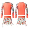 thumbnail image 1 of YEAHDOR Kids Girls 2 Pieces Swimsuit Rashguard Long Sleeve Swimming Shirt Tops with Side Drawstring Shorts Orange 6, 1 of 7