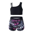 thumbnail image 1 of YEAHDOR Kids Girls 2Pcs Ballet Outfit Racerback Vest with Booty Shorts Gymnastics Dance Suit Activewear Black Music 12, 1 of 7