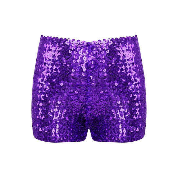 YEAHDOR Kids Girls Allover Sparkly Sequins Dance Shorts Shiny Jazz Hip Hop Performance Costume