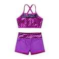 thumbnail image 1 of YEAHDOR Kids Girls Ballet Dance Costume Sequins Fish Scales Printed Sports Outfit Jogger Set Gym Active Set Rose Red 10, 1 of 7