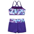 thumbnail image 1 of YEAHDOR Kids Girls Ballet Dance Costume Sequins Fish Scales Printed Sports Outfit Jogger Set Gym Active Set Swallowtail Blue 12, 1 of 7