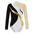 thumbnail image 1 of YEAHDOR Kids Girls Ballet Leotard Long Sleeve Rhinestones Figure Skating Performance Bodysuit Dancewear Black&Gold 4, 1 of 5