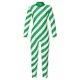 thumbnail image 1 of YEAHDOR Kids Girls Candy Cane Christmas Dance Bodysuit Long Sleeve Striped Jumpsuit Long Sleeve Xmas Dancewear Green 12, 1 of 7