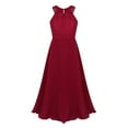 thumbnail image 1 of YEAHDOR Kids Girls Chiffon Floral Lace Party Dress Cutout Back Flower Girl Dress Elegant Summer Princess Party Dress Burgundy 16, 1 of 7