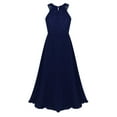 thumbnail image 1 of YEAHDOR Kids Girls Chiffon Floral Lace Party Dress Cutout Back Flower Girl Dress Elegant Summer Princess Party Dress Navy Blue 6, 1 of 7