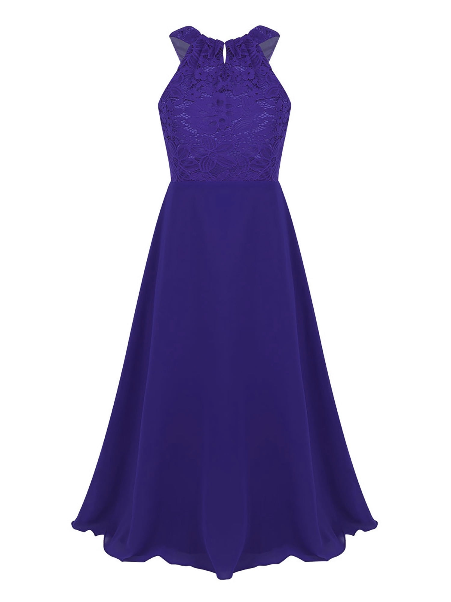 open lace back dress Little Girls Pageant Dress Formal Party Long Chiffon Flower Girl Dresses Wedding Sleeveless Junior Bridesmaid Dress, Orange / 12 main image 1