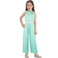 thumbnail image 1 of YEAHDOR Kids Girls Chiffon Sleeveless Jumpsuit Romper Casual Sleeveless High Waist Wide-Legged Bodysuit Mint Green 12, 1 of 7